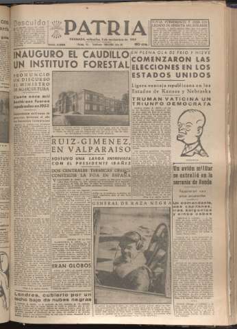 'Patria : diario de Falange Española Tradicionalista y de las J.O.N.S.' - Año XIX Número 5984 - 1954 noviembre 3