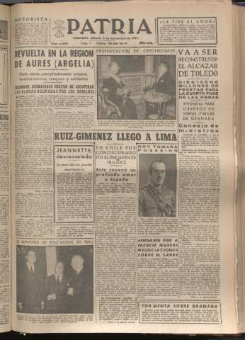 'Patria : diario de Falange Española Tradicionalista y de las J.O.N.S.' - Año XIX Número 5987 - 1954 noviembre 6