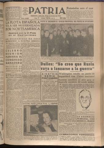 'Patria : diario de Falange Española Tradicionalista y de las J.O.N.S.' - Año XIX Número 5990 - 1954 noviembre 10