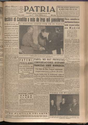 'Patria : diario de Falange Española Tradicionalista y de las J.O.N.S.' - Año XIX Número 5991 - 1954 noviembre 11
