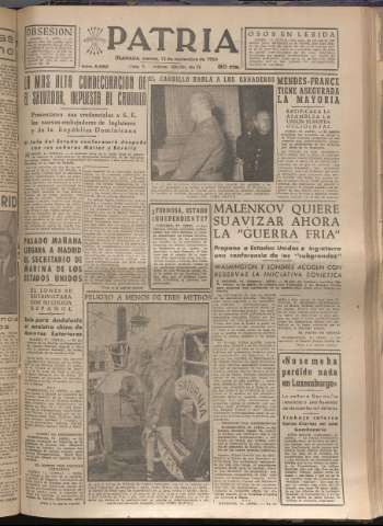 'Patria : diario de Falange Española Tradicionalista y de las J.O.N.S.' - Año XIX Número 5992 - 1954 noviembre 12