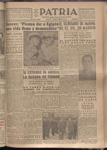 'Patria : diario de Falange Española Tradicionalista y de las J.O.N.S.' - Año XIX Número 5995 - 1954 noviembre 16