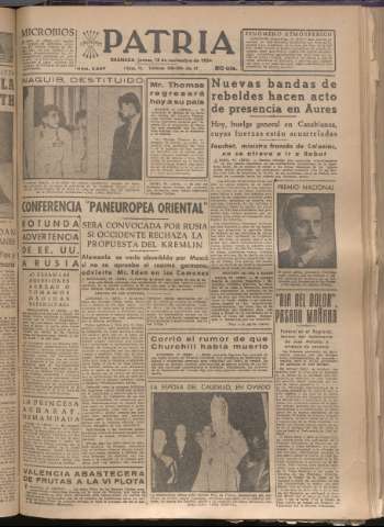 'Patria : diario de Falange Española Tradicionalista y de las J.O.N.S.' - Año XIX Número 5997 - 1954 noviembre 18