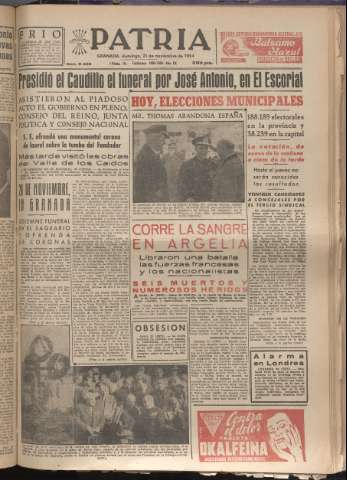 'Patria : diario de Falange Española Tradicionalista y de las J.O.N.S.' - Año XIX Número 6000 - 1954 noviembre 21