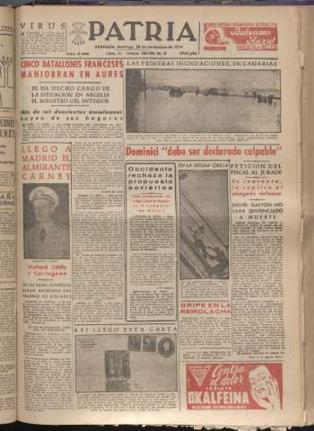 'Patria : diario de Falange Española Tradicionalista y de las J.O.N.S.' - Año XIX Número 6006 - 1954 noviembre 28