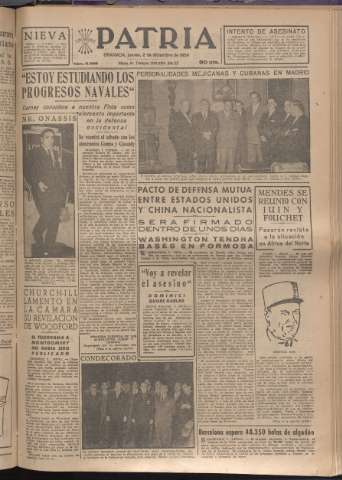 'Patria : diario de Falange Española Tradicionalista y de las J.O.N.S.' - Año XIX Número 6009 - 1954 diciembre 2