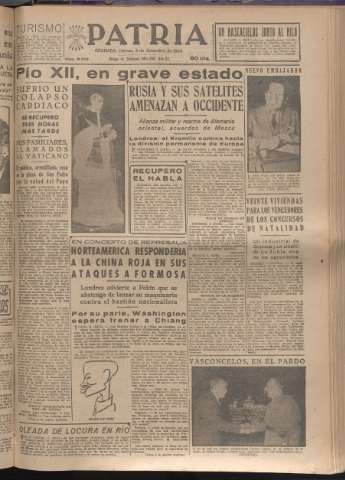 'Patria : diario de Falange Española Tradicionalista y de las J.O.N.S.' - Año XIX Número 6010 - 1954 diciembre 3