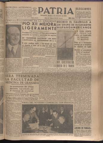 'Patria : diario de Falange Española Tradicionalista y de las J.O.N.S.' - Año XIX Número 6011 - 1954 diciembre 4