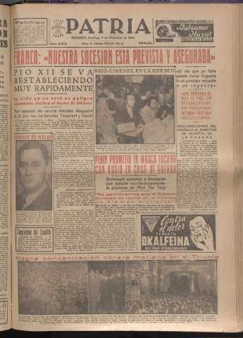 'Patria : diario de Falange Española Tradicionalista y de las J.O.N.S.' - Año XIX Número 6012 - 1954 diciembre 5