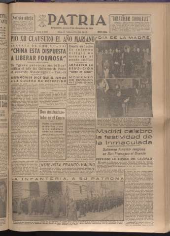 'Patria : diario de Falange Española Tradicionalista y de las J.O.N.S.' - Año XIX Número 6015 - 1954 diciembre 9