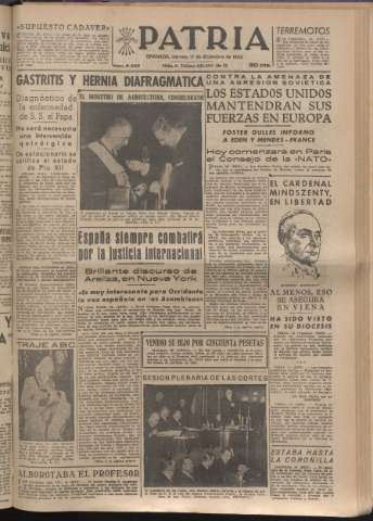 'Patria : diario de Falange Española Tradicionalista y de las J.O.N.S.' - Año XIX Número 6022 - 1954 diciembre 17