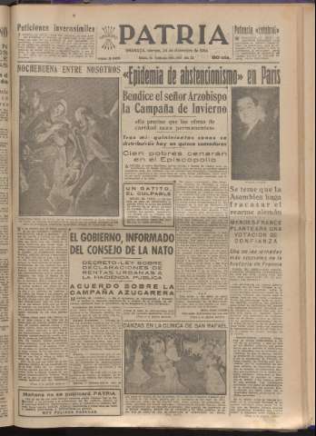 'Patria : diario de Falange Española Tradicionalista y de las J.O.N.S.' - Año XIX Número 6028 - 1954 diciembre 24