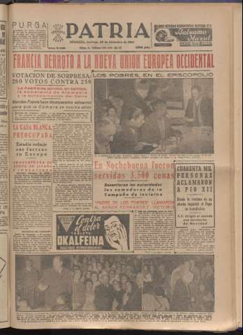 'Patria : diario de Falange Española Tradicionalista y de las J.O.N.S.' - Año XIX Número 6029 - 1954 diciembre 26