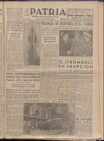 'Patria : diario de Falange Española Tradicionalista y de las J.O.N.S.' - Año XIX Número 6032 - 1954 diciembre 30