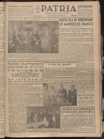'Patria : diario de Falange Española Tradicionalista y de las J.O.N.S.' - Año XX Número 6040 - 1955 enero 8