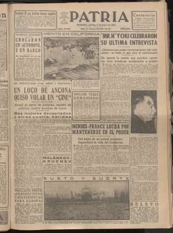 'Patria : diario de Falange Española Tradicionalista y de las J.O.N.S.' - Año XX Número 6042 - 1955 enero 11