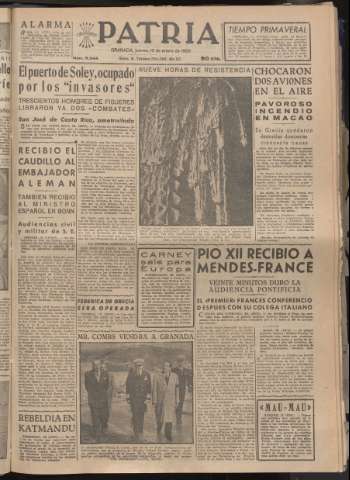 'Patria : diario de Falange Española Tradicionalista y de las J.O.N.S.' - Año XX Número 6044 - 1955 enero 13