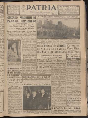 'Patria : diario de Falange Española Tradicionalista y de las J.O.N.S.' - Año XX Número 6046 - 1955 enero 15