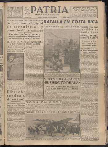 'Patria : diario de Falange Española Tradicionalista y de las J.O.N.S.' - Año XX Número 6048 - 1955 enero 18