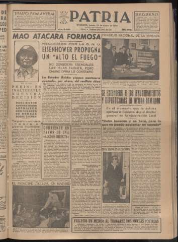 'Patria : diario de Falange Española Tradicionalista y de las J.O.N.S.' - Año XX Número 6050 - 1955 enero 20