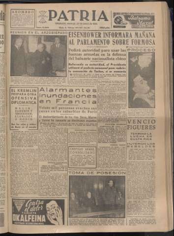 'Patria : diario de Falange Española Tradicionalista y de las J.O.N.S.' - Año XX Número 6053 - 1955 enero 23