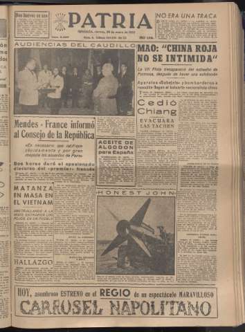 'Patria : diario de Falange Española Tradicionalista y de las J.O.N.S.' - Año XX Número 6057 - 1955 enero 28