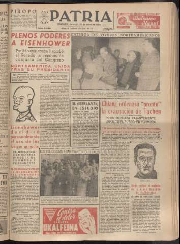 'Patria : diario de Falange Española Tradicionalista y de las J.O.N.S.' - Año XX Número 6059 - 1955 enero 30