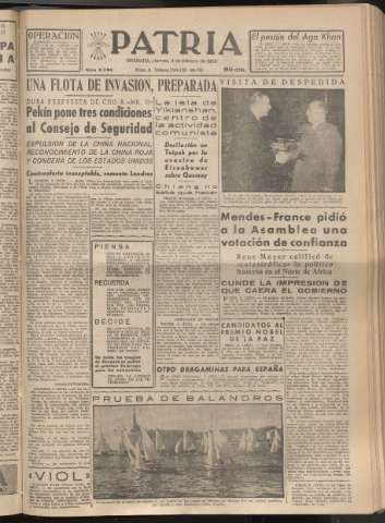 'Patria : diario de Falange Española Tradicionalista y de las J.O.N.S.' - Año XX Número 6064 - 1955 febrero 4