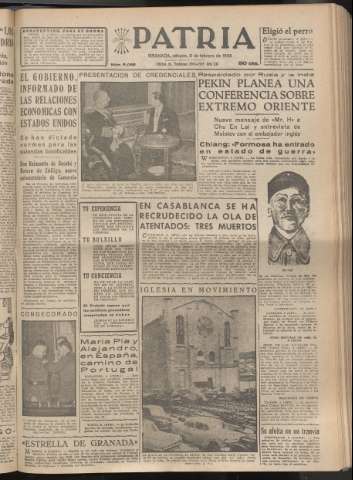 'Patria : diario de Falange Española Tradicionalista y de las J.O.N.S.' - Año XX Número 6065 - 1955 febrero 5