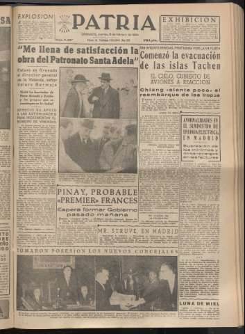 'Patria : diario de Falange Española Tradicionalista y de las J.O.N.S.' - Año XX Número 6067 - 1955 febrero 8