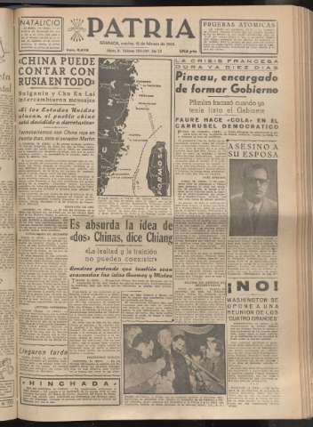 'Patria : diario de Falange Española Tradicionalista y de las J.O.N.S.' - Año XX Número 6072 - 1955 febrero 15