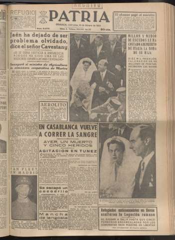 'Patria : diario de Falange Española Tradicionalista y de las J.O.N.S.' - Año XX Número 6073 - 1955 febrero 16