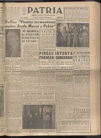 'Patria : diario de Falange Española Tradicionalista y de las J.O.N.S.' - Año XX Número 6074 - 1955 febrero 17