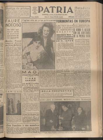'Patria : diario de Falange Española Tradicionalista y de las J.O.N.S.' - Año XX Número 6078 - 1955 febrero 22