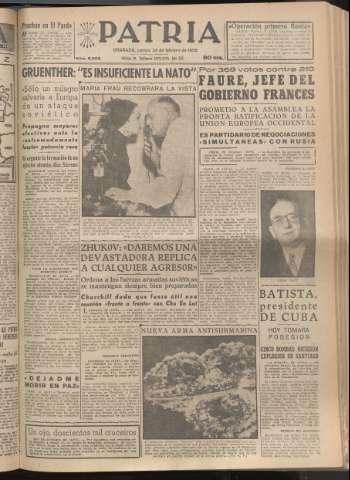 'Patria : diario de Falange Española Tradicionalista y de las J.O.N.S.' - Año XX Número 6080 - 1955 febrero 24