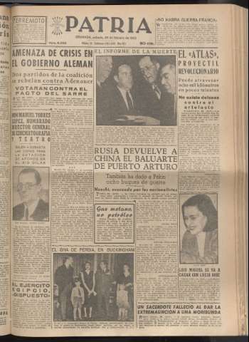 'Patria : diario de Falange Española Tradicionalista y de las J.O.N.S.' - Año XX Número 6082 - 1955 febrero 26