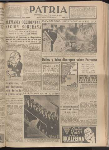 'Patria : diario de Falange Española Tradicionalista y de las J.O.N.S.' - Año XX Número 6083 - 1955 febrero 27