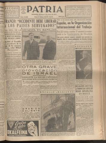 'Patria : diario de Falange Española Tradicionalista y de las J.O.N.S.' - Año XX Número 6088 - 1955 marzo 6