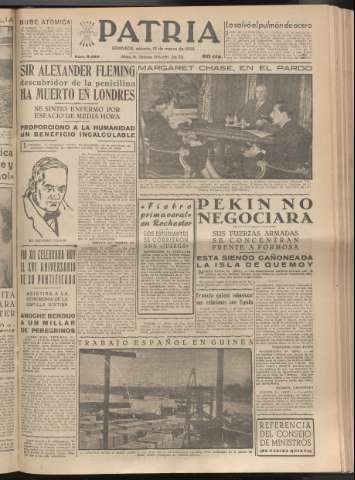 'Patria : diario de Falange Española Tradicionalista y de las J.O.N.S.' - Año XX Número 6093 - 1955 marzo 12