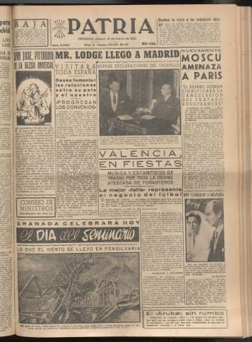 'Patria : diario de Falange Española Tradicionalista y de las J.O.N.S.' - Año XX Número 6099 - 1955 marzo 19