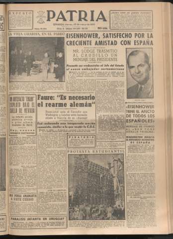 'Patria : diario de Falange Española Tradicionalista y de las J.O.N.S.' - Año XX Número 6104 - 1955 marzo 25