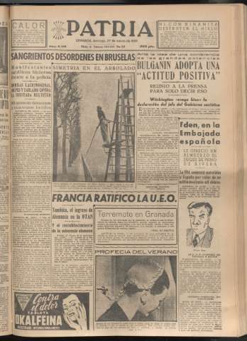 'Patria : diario de Falange Española Tradicionalista y de las J.O.N.S.' - Año XX Número 6106 - 1955 marzo 27