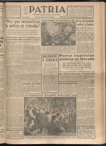 'Patria : diario de Falange Española Tradicionalista y de las J.O.N.S.' - Año XX Número 6108 - 1955 marzo 30