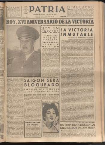 'Patria : diario de Falange Española Tradicionalista y de las J.O.N.S.' - Año XX Número 6110 - 1955 abril 1