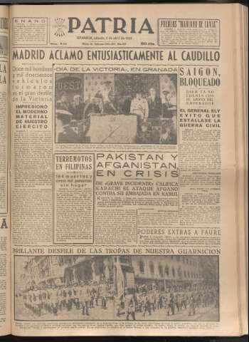 'Patria : diario de Falange Española Tradicionalista y de las J.O.N.S.' - Año XX Número 6111 - 1955 abril 2