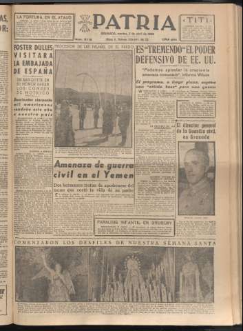 'Patria : diario de Falange Española Tradicionalista y de las J.O.N.S.' - Año XX Número 6113 - 1955 abril 5