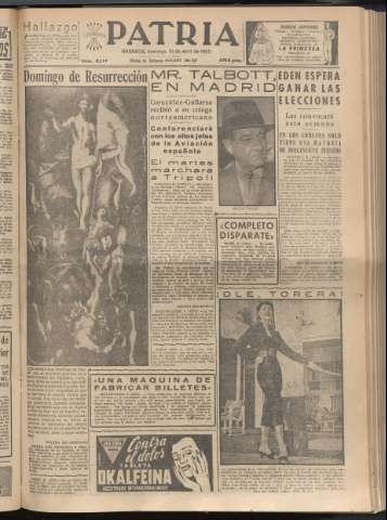 'Patria : diario de Falange Española Tradicionalista y de las J.O.N.S.' - Año XX Número 6117 - 1955 abril 10