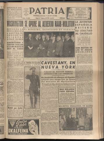 'Patria : diario de Falange Española Tradicionalista y de las J.O.N.S.' - Año XX Número 6123 - 1955 abril 17