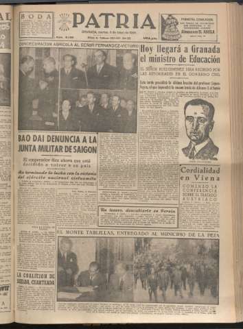 'Patria : diario de Falange Española Tradicionalista y de las J.O.N.S.' - Año XX Número 6136 - 1955 mayo 3