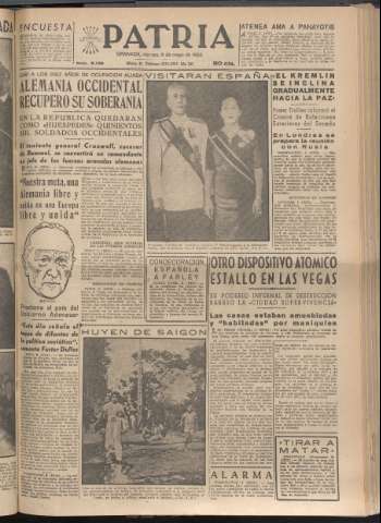 'Patria : diario de Falange Española Tradicionalista y de las J.O.N.S.' - Año XX Número 6139 - 1955 mayo 6
